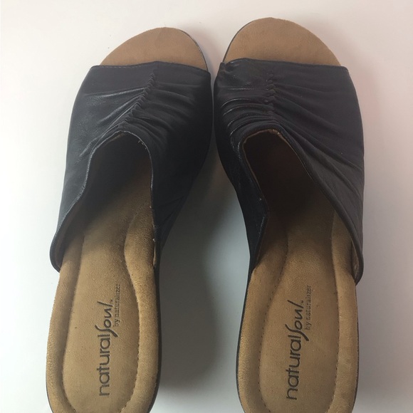 Natural Soul Haria Leather Mule Wedge Sandals Womens Size 9 - Picture 4 of 6